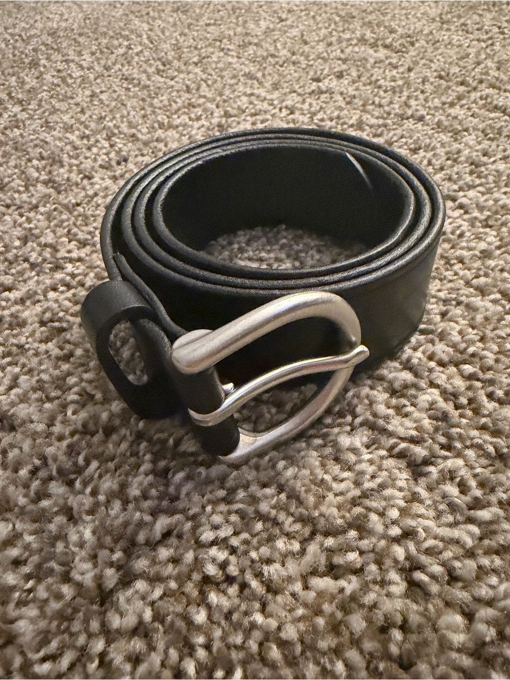Madewell Black Leather Belt with Silver Buckle